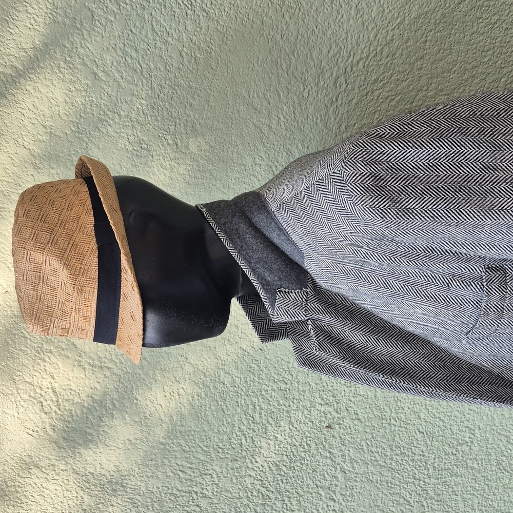Joe Namath Signature Collection Men's Vintage Wool Blend Gray Herringbone Blazer